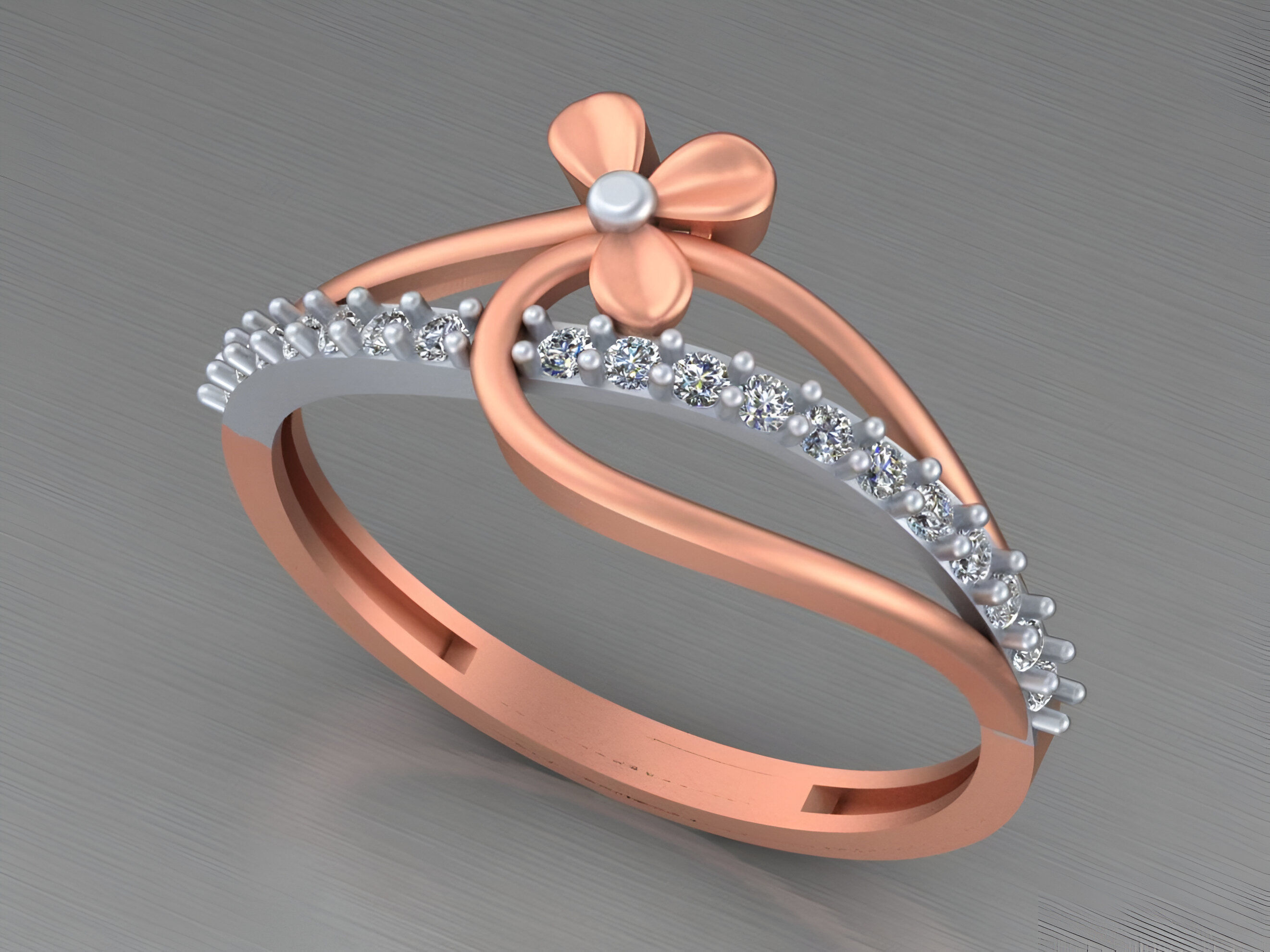 Flower Wire Mesh Light weight italian ring 3dm stl renders 3D print model_7