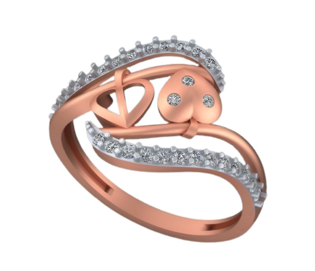 Dual Heart Light weight italian ring 3dm stl renders details 3D print model_3