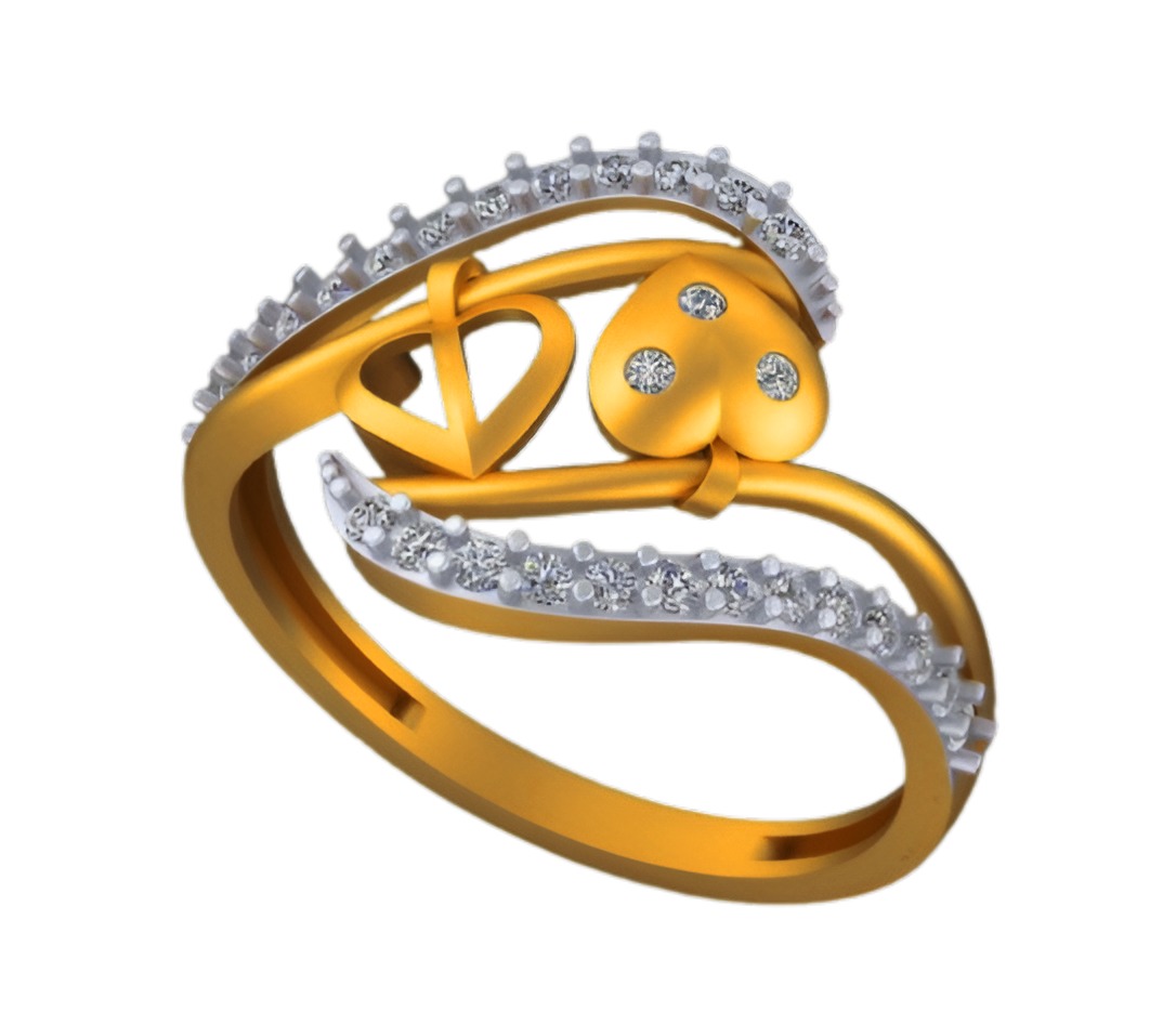 Dual Heart Light weight italian ring 3dm stl renders details 3D print model_4