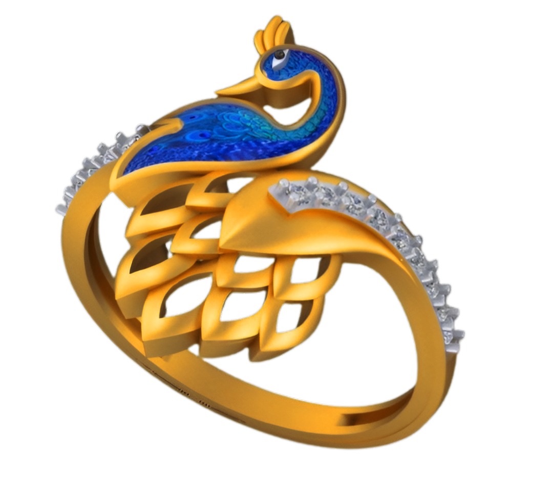 Peacock Light weight italian  ring 3dm stl renders details 3D print model_5