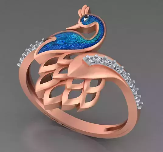 Peacock Light weight italian  ring 3dm stl renders details 3D print model