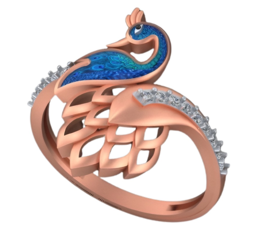 Peacock Light weight italian  ring 3dm stl renders details 3D print model_1
