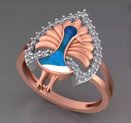 Peacock Light weight italian diamond ring 3dm stl renders  3D print model