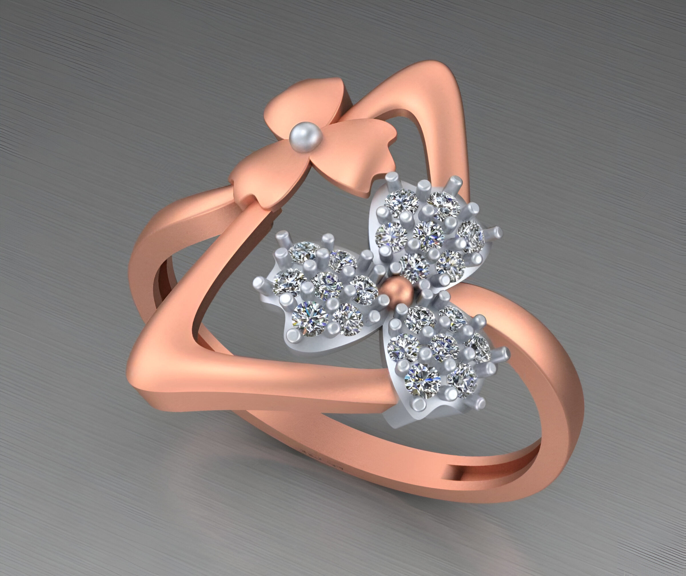 Triangular Flower Light weight italian ring 3dm stl renders 3D print model_3