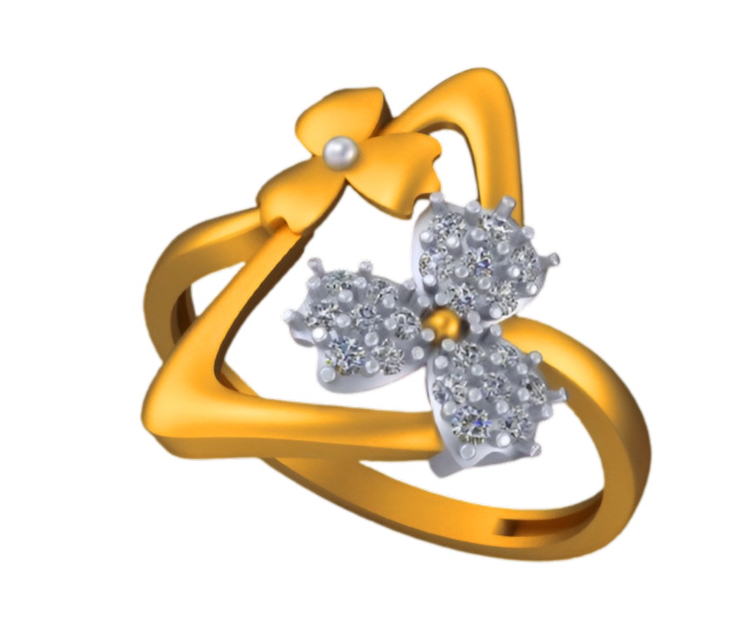 Triangular Flower Light weight italian ring 3dm stl renders 3D print model_5