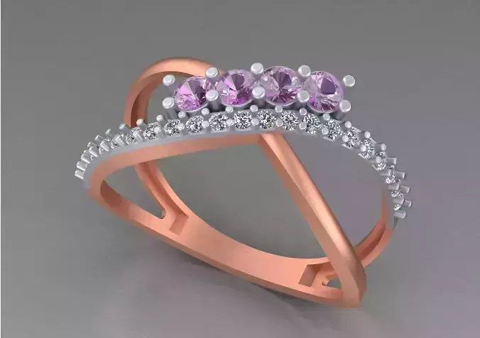 Wire Mesh Light weight italian diamond ring 3dm stl renders 