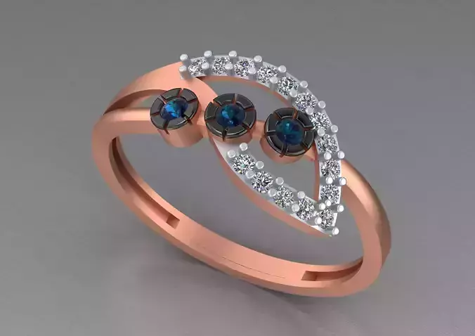 Light weight italian diamond ring 3dm stl renders details