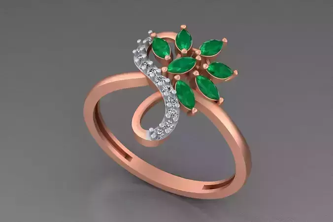 Light weight italian diamond ring 3dm stl renders details