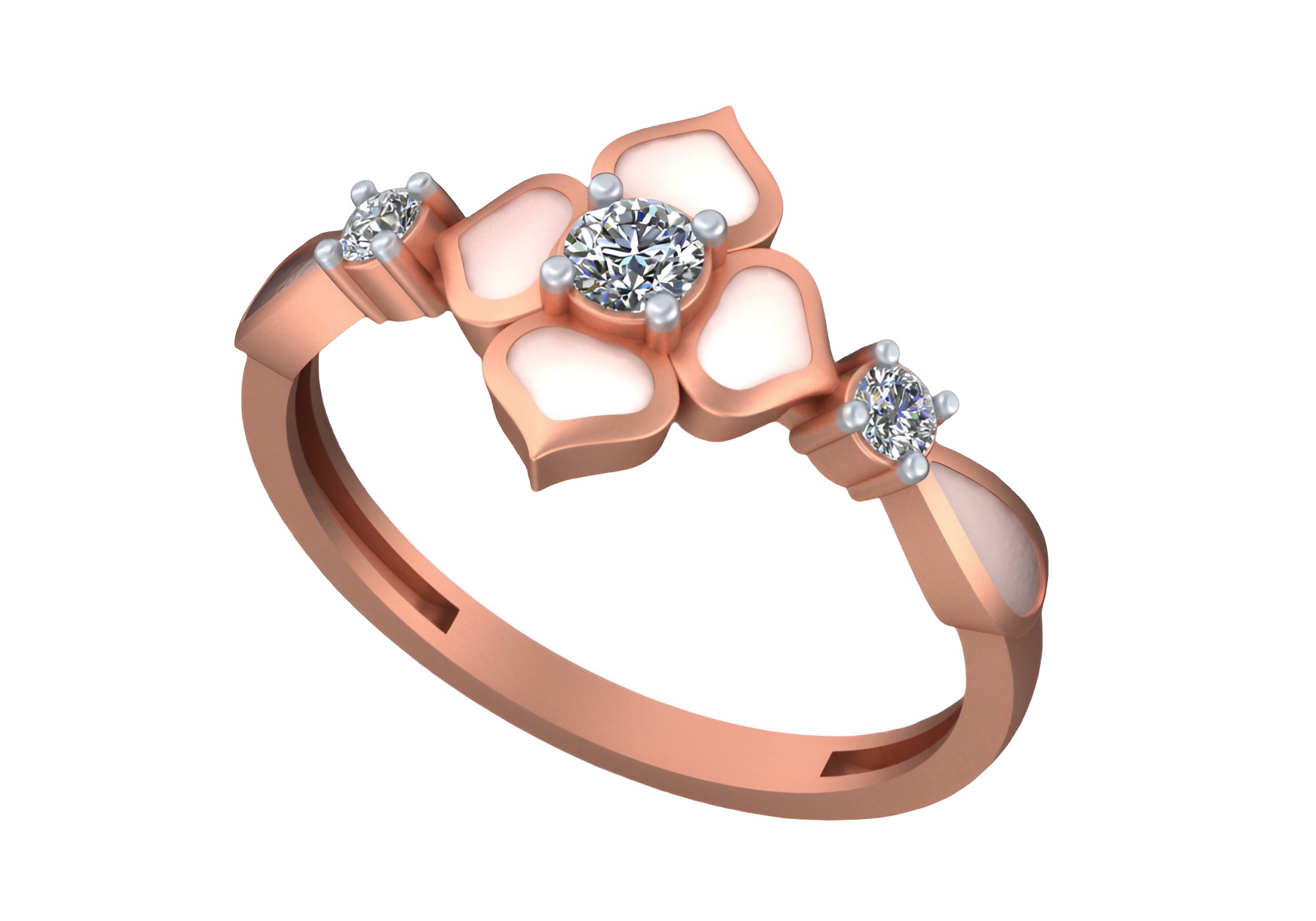 Diamond Lotus Light weight italian ring 3dm stl renders details 3D print model_5