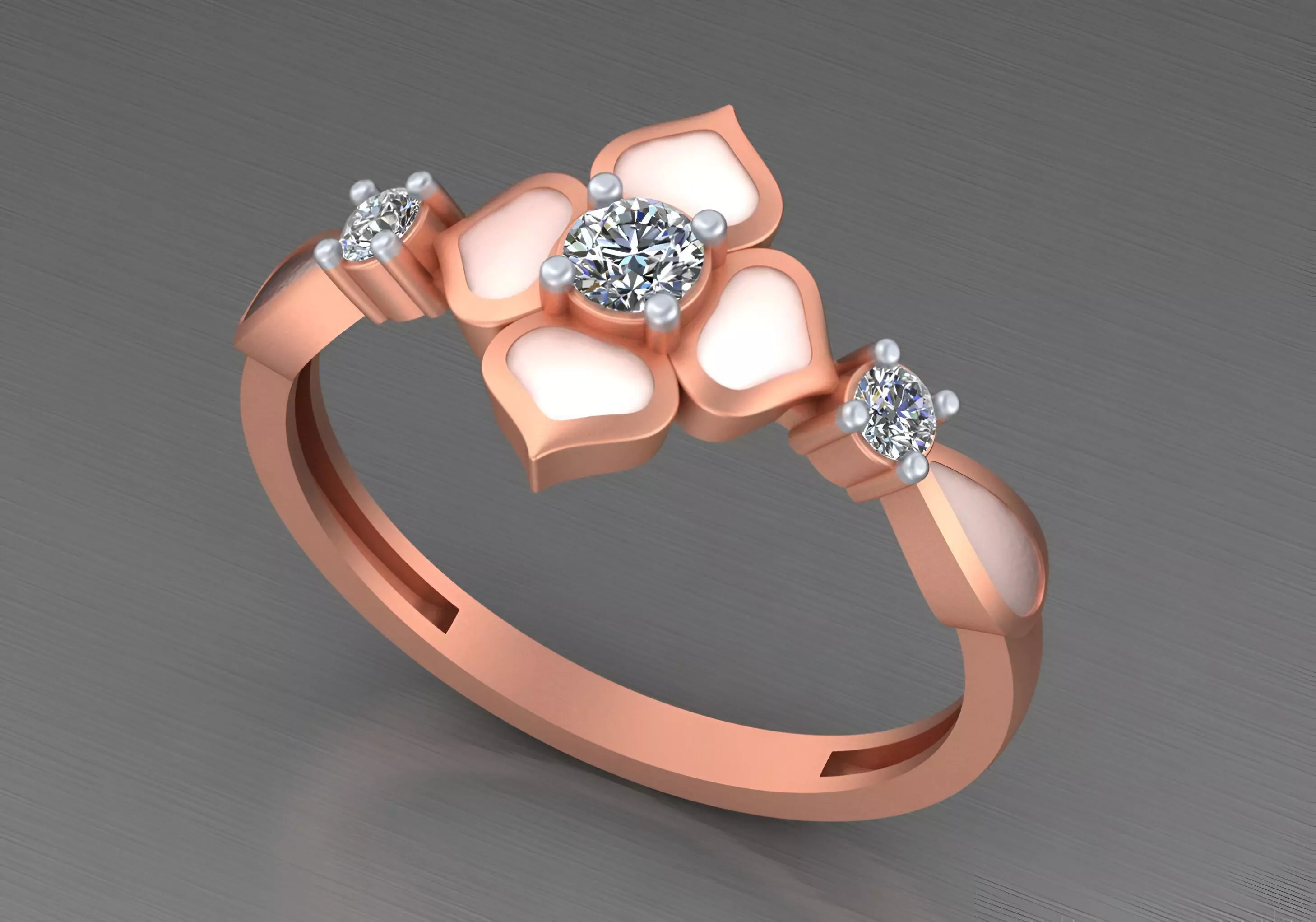 Diamond Lotus Light weight italian ring 3dm stl renders details 3D print model_0