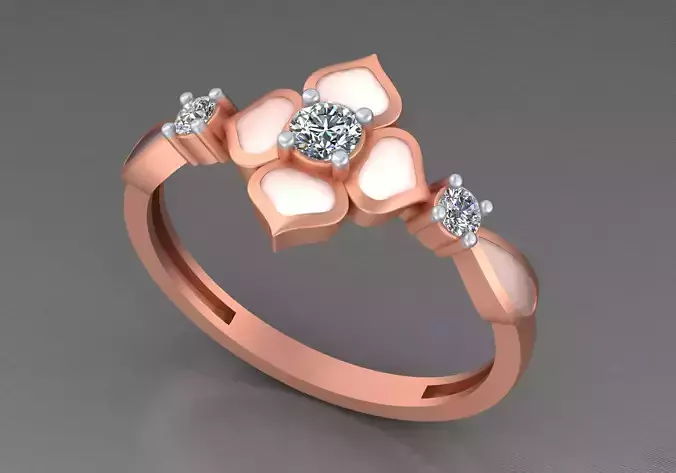 Diamond Lotus Light weight italian  ring 3dm stl renders details 3D print model