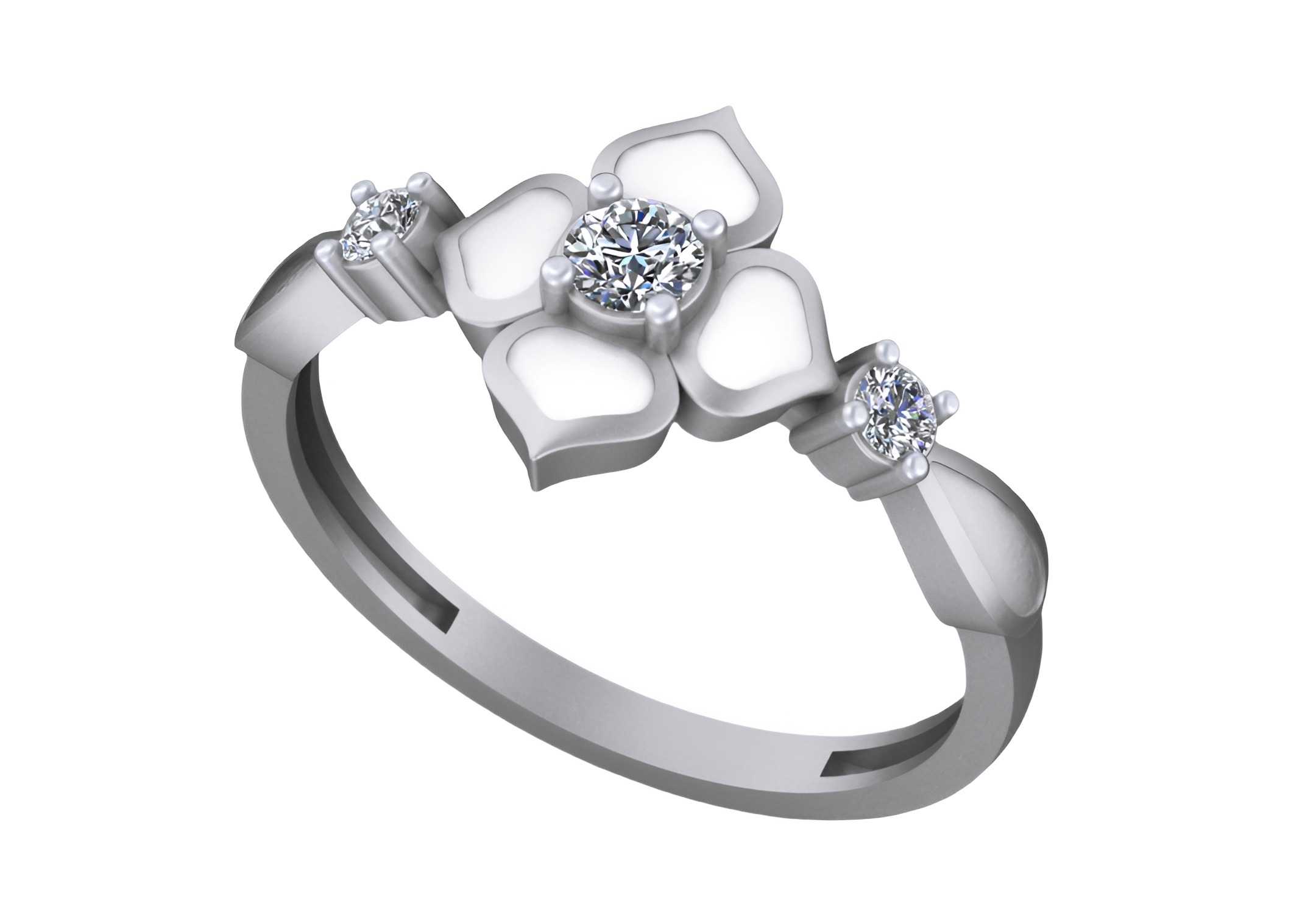 Diamond Lotus Light weight italian ring 3dm stl renders details 3D print model_7