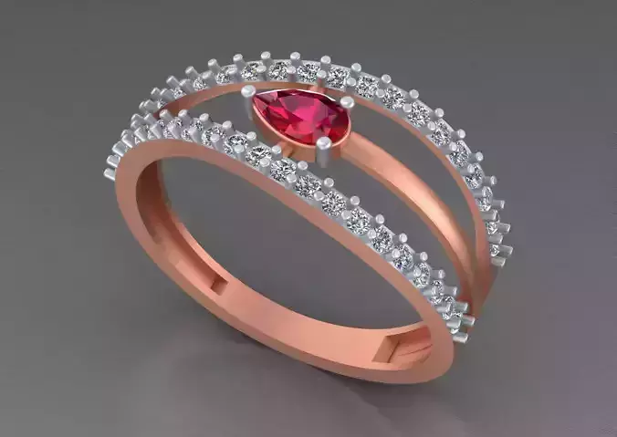 Ruby Wire Mesh Light weight italian diamond ring 3dm stl renders