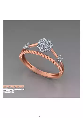 Light weight italian diamond ring 3dm stl renders details
