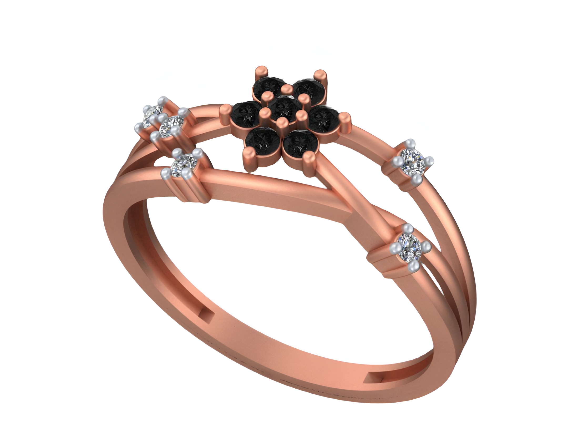 Flower Wire Mesh Light weight italian ring 3dm stl renders 3D print model_1