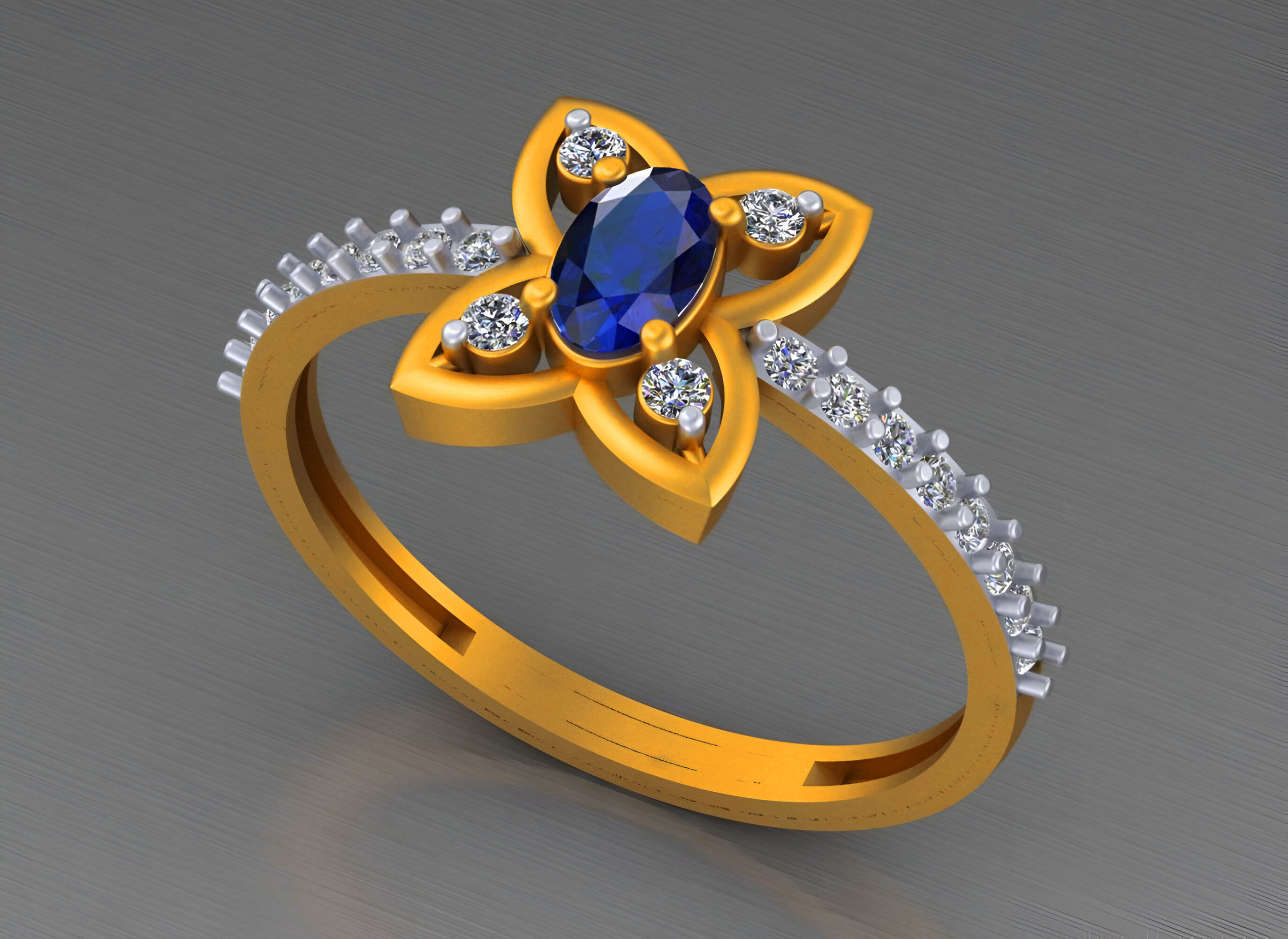 Sapphire Lotus  Light weight italian ring 3dm stl renders 3D print model_4