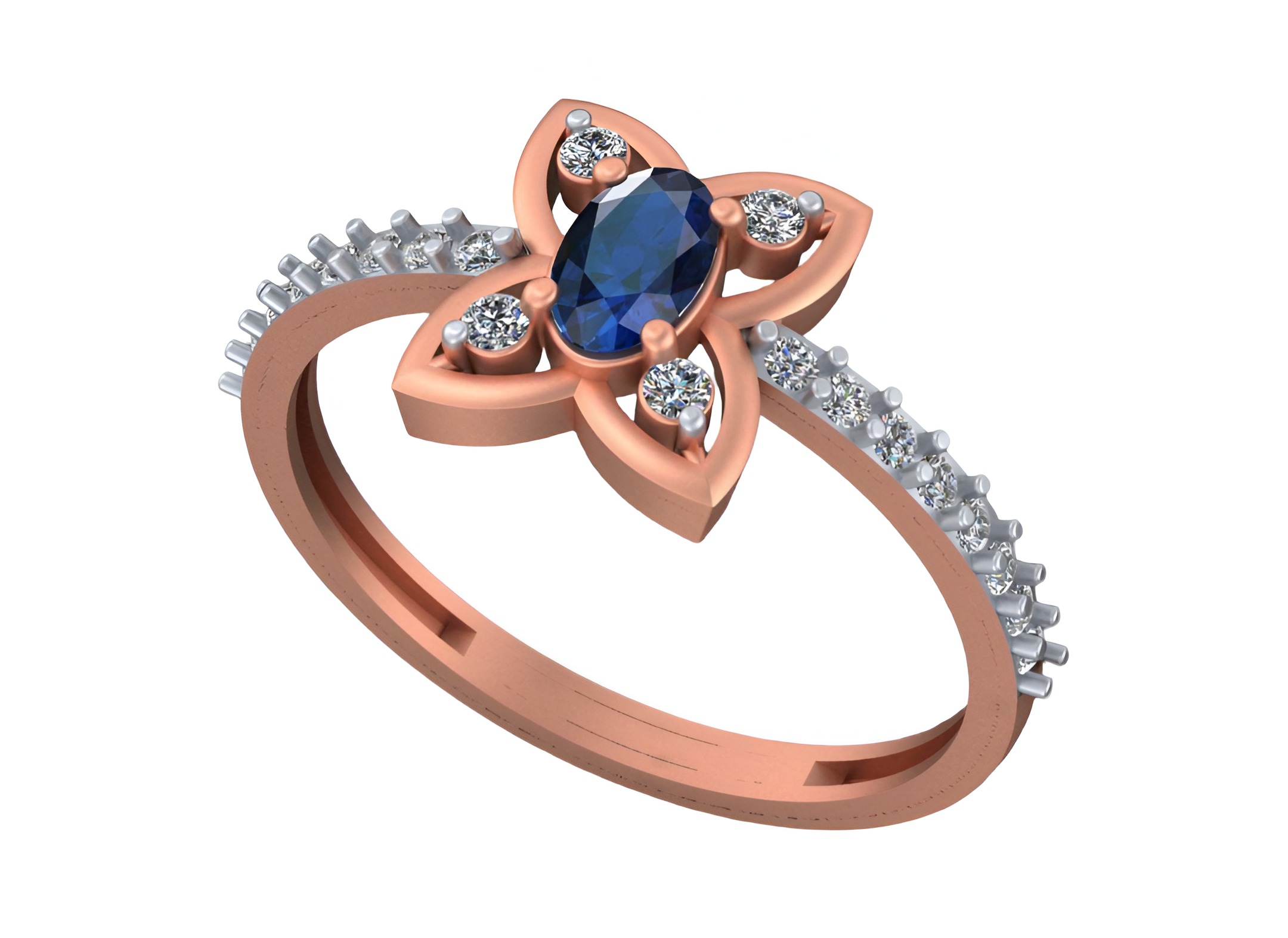 Sapphire Lotus  Light weight italian ring 3dm stl renders 3D print model_7