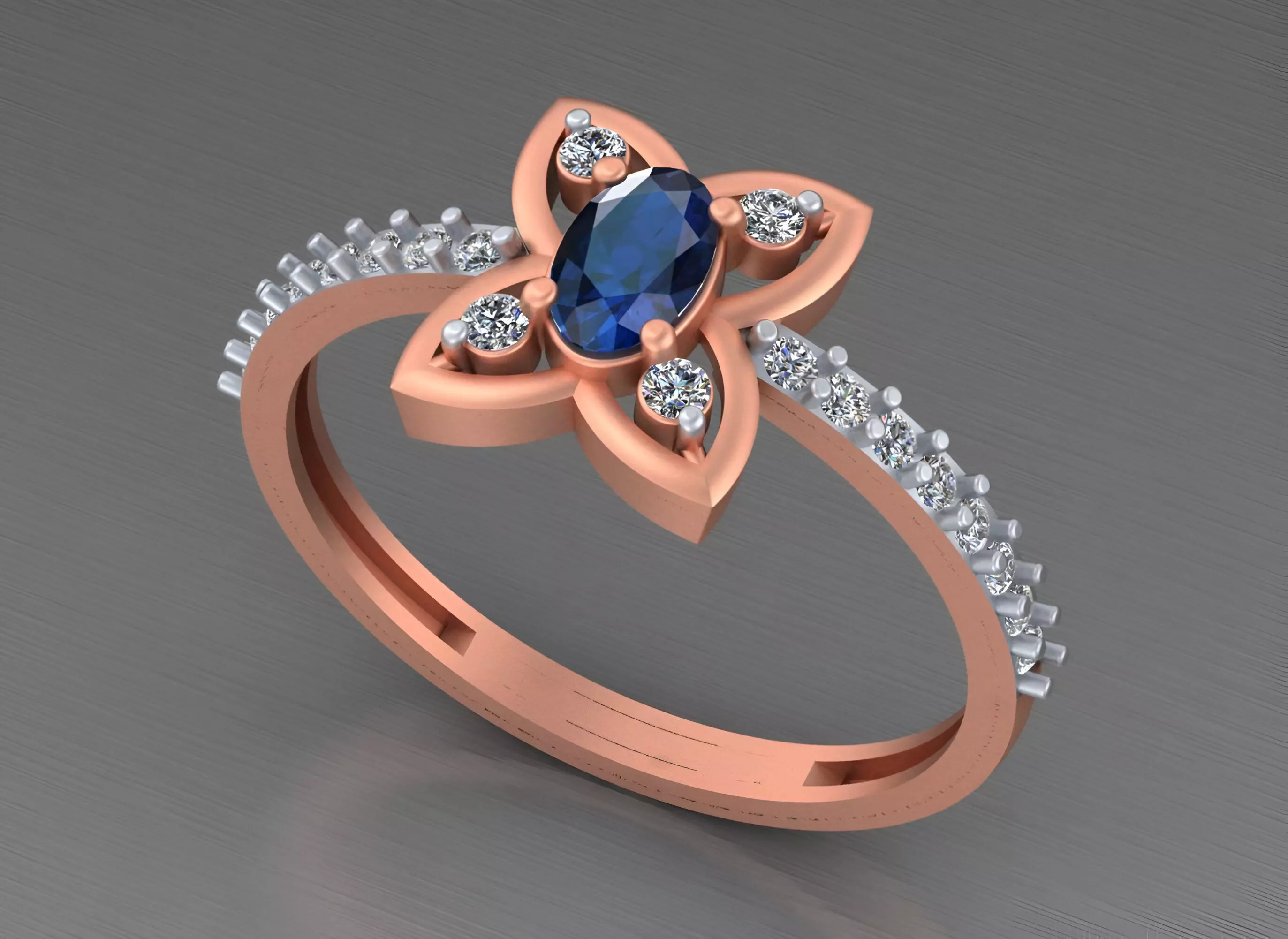 Sapphire Lotus  Light weight italian ring 3dm stl renders 3D print model_0