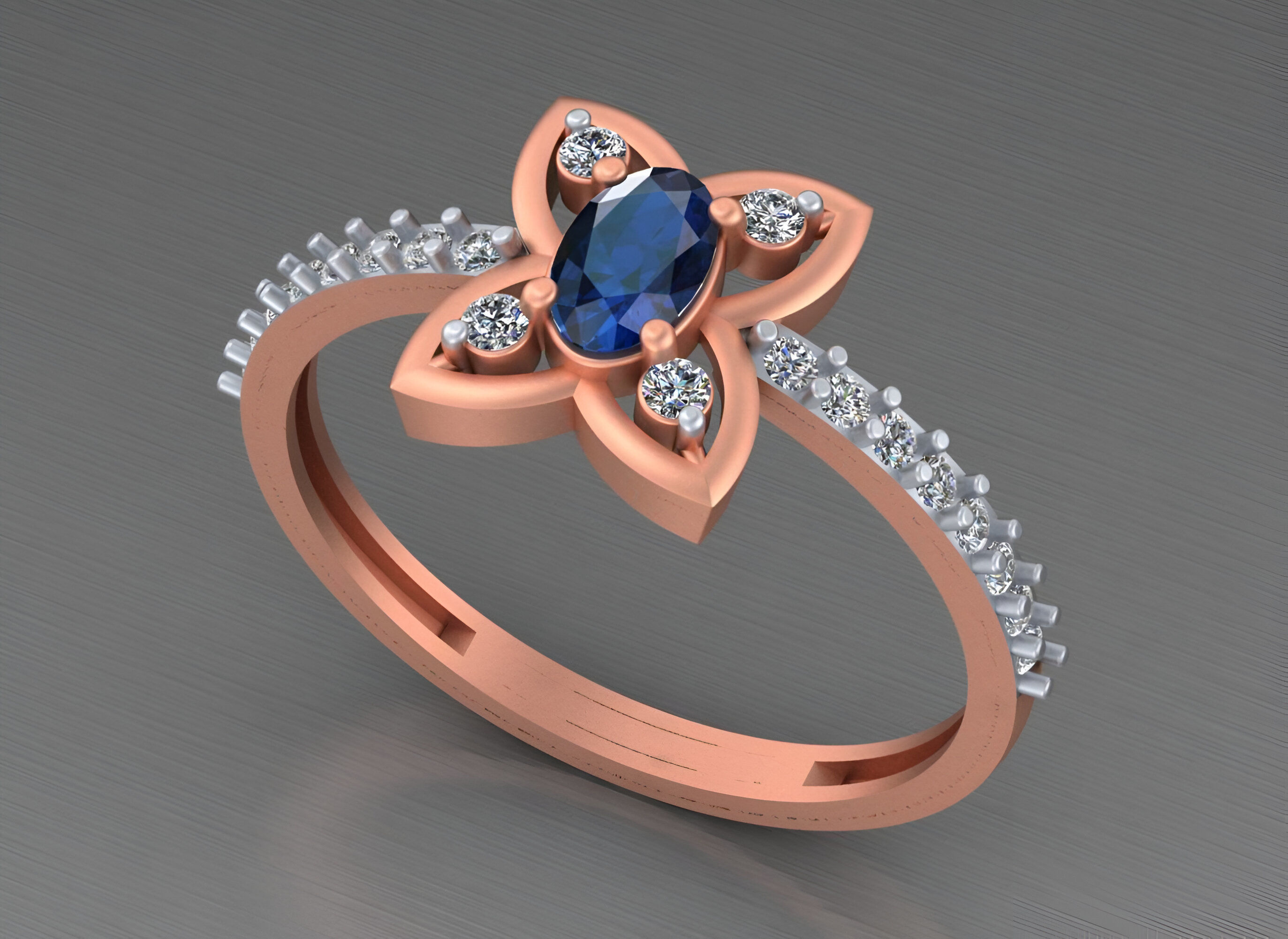 Sapphire Lotus  Light weight italian ring 3dm stl renders 3D print model_6