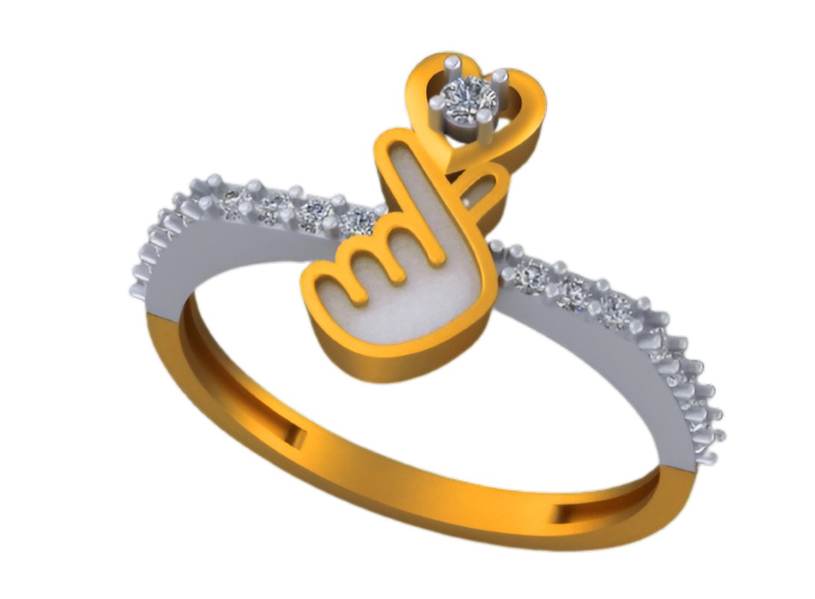 Cute Heart Light weight italian diamond ring 3dm stl renders 3D print model_6