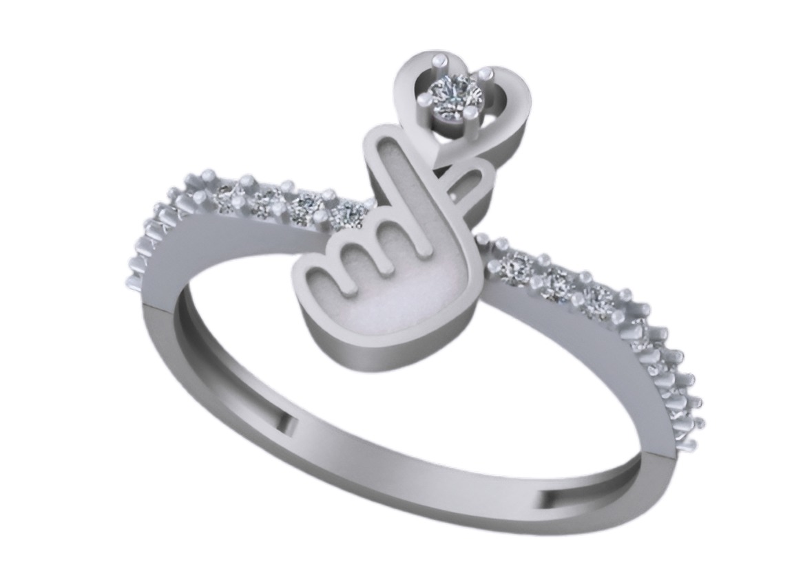 Cute Heart Light weight italian diamond ring 3dm stl renders 3D print model_7