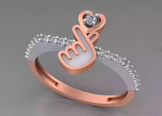 Cute Heart Light weight italian diamond ring 3dm stl renders  3D print model