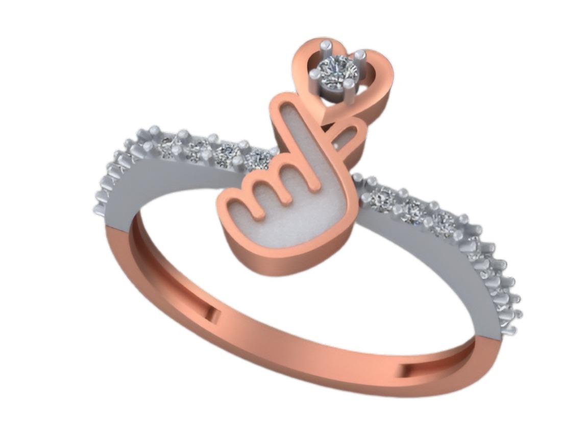 Cute Heart Light weight italian diamond ring 3dm stl renders 3D print model_1