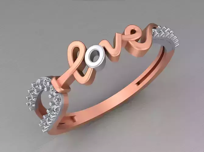 Love Light weight italian diamond ring 3dm stl renders details