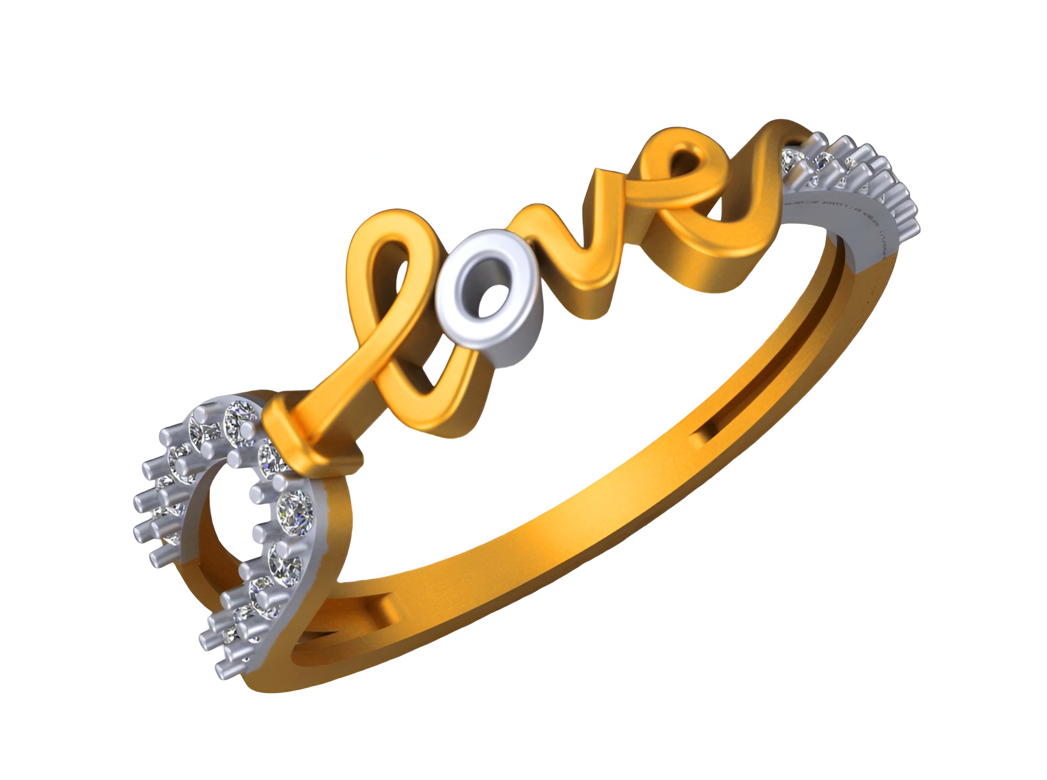 Love Light weight italian diamond ring 3dm stl renders details 3D print model_6