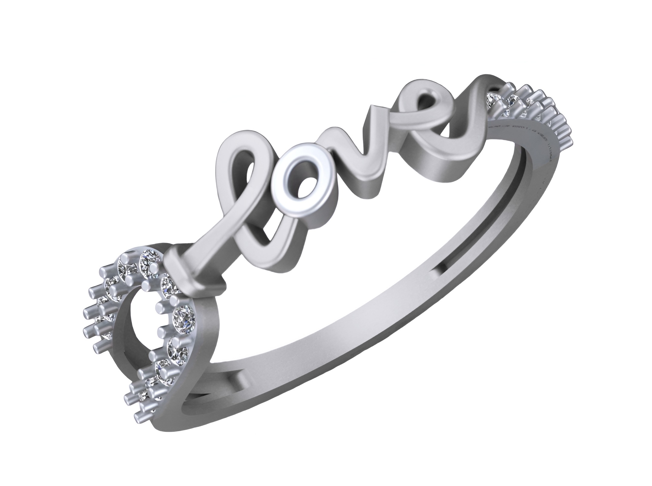 Love Light weight italian diamond ring 3dm stl renders details 3D print model_5