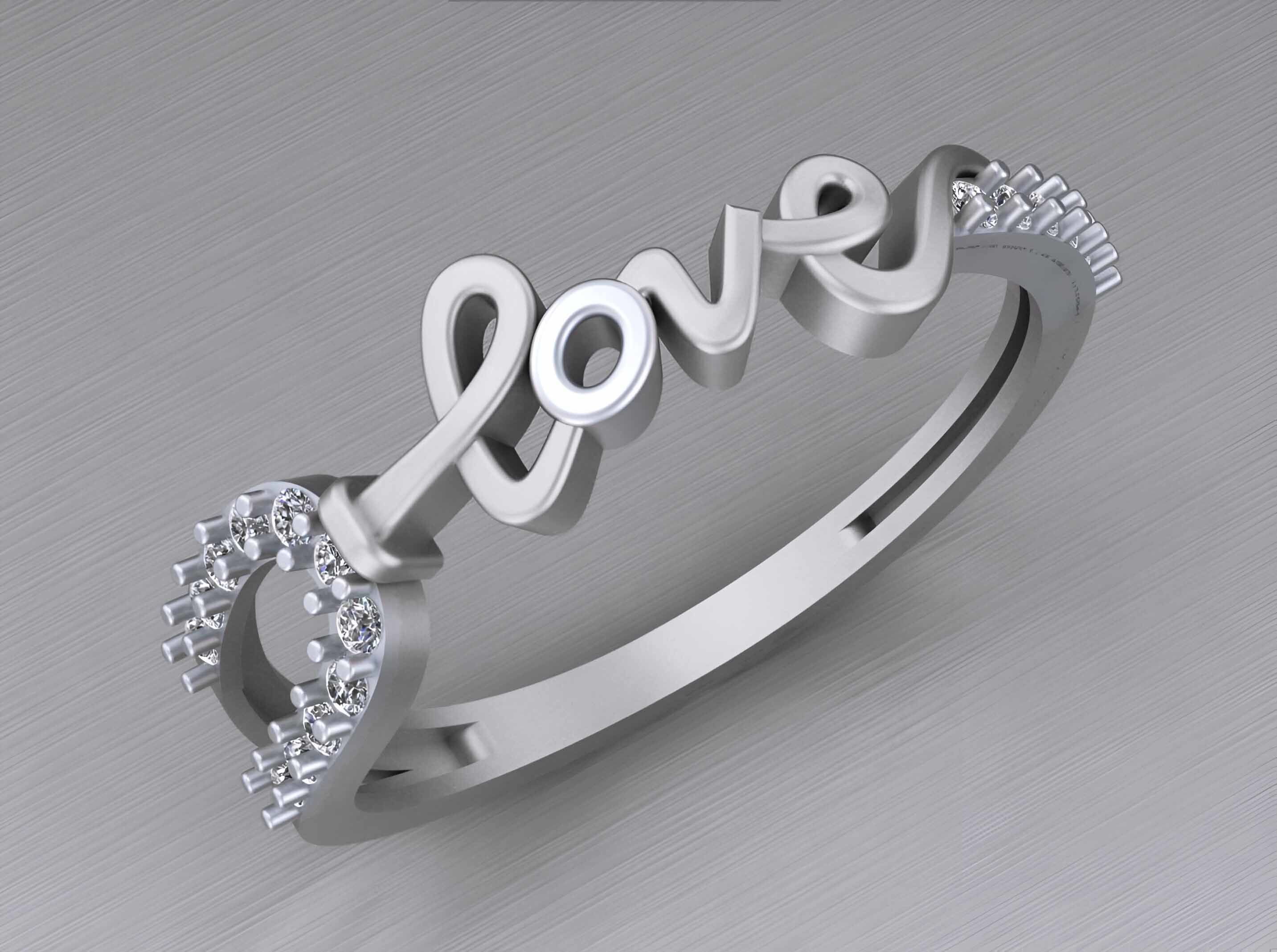 Love Light weight italian diamond ring 3dm stl renders details 3D print model_3