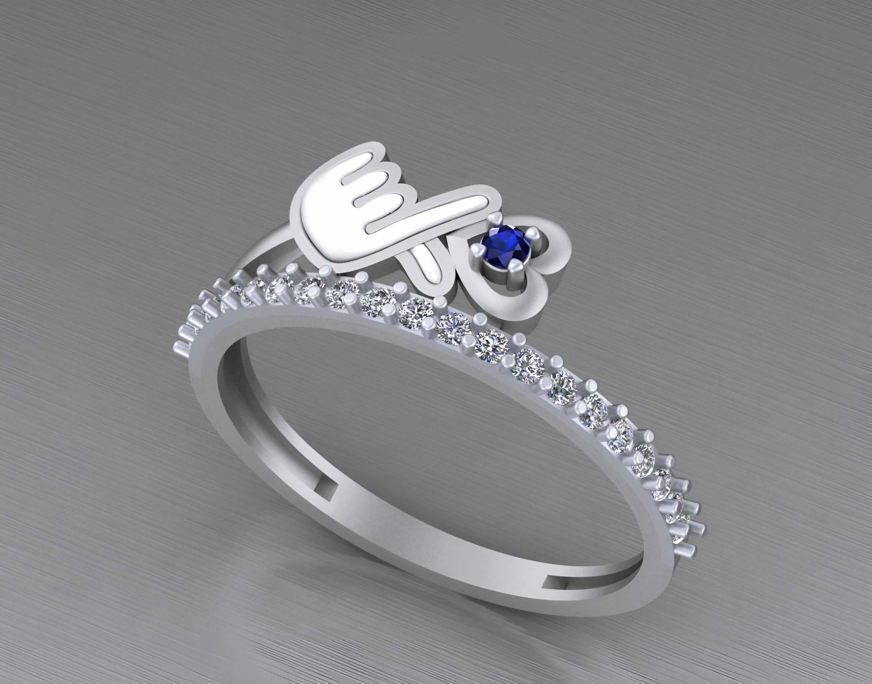 Cute Love Light weight italian diamond ring 3dm stl renders 3D print model_2