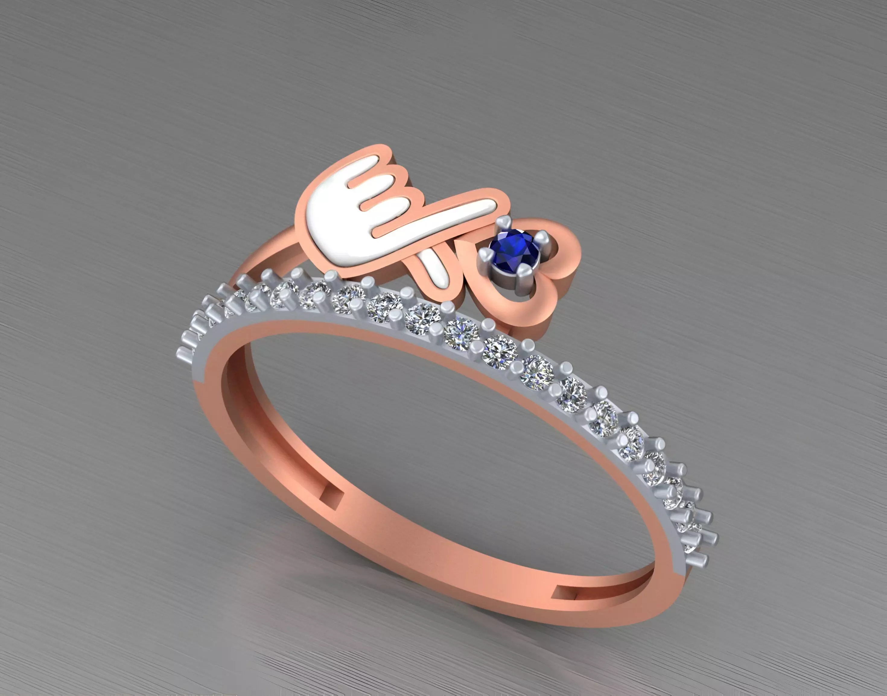 Cute Love Light weight italian diamond ring 3dm stl renders 3D print model_0