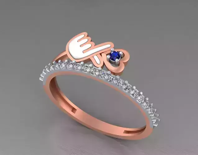 Cute Love Light weight italian diamond ring 3dm stl renders 3D print model