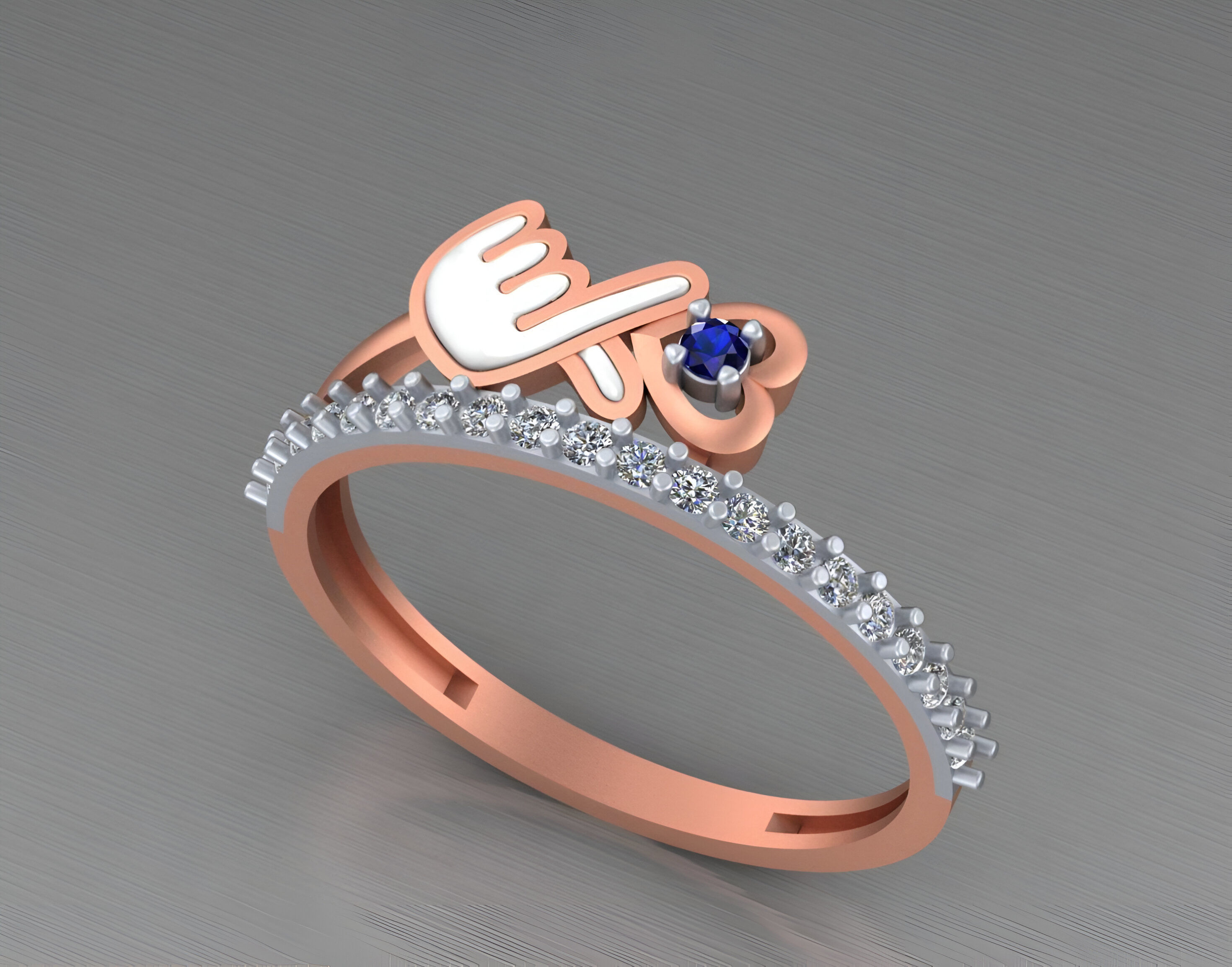Cute Love Light weight italian diamond ring 3dm stl renders 3D print model_3