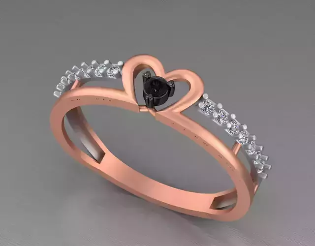Heart Light weight italian diamond ring 3dm stl renders details 3D print model