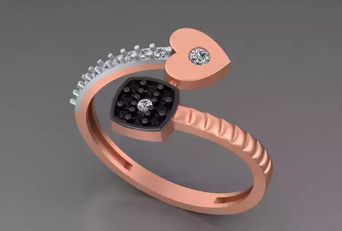 Heart Twsited Arrow Light weight italian ring 3dm stl renders  3D print model