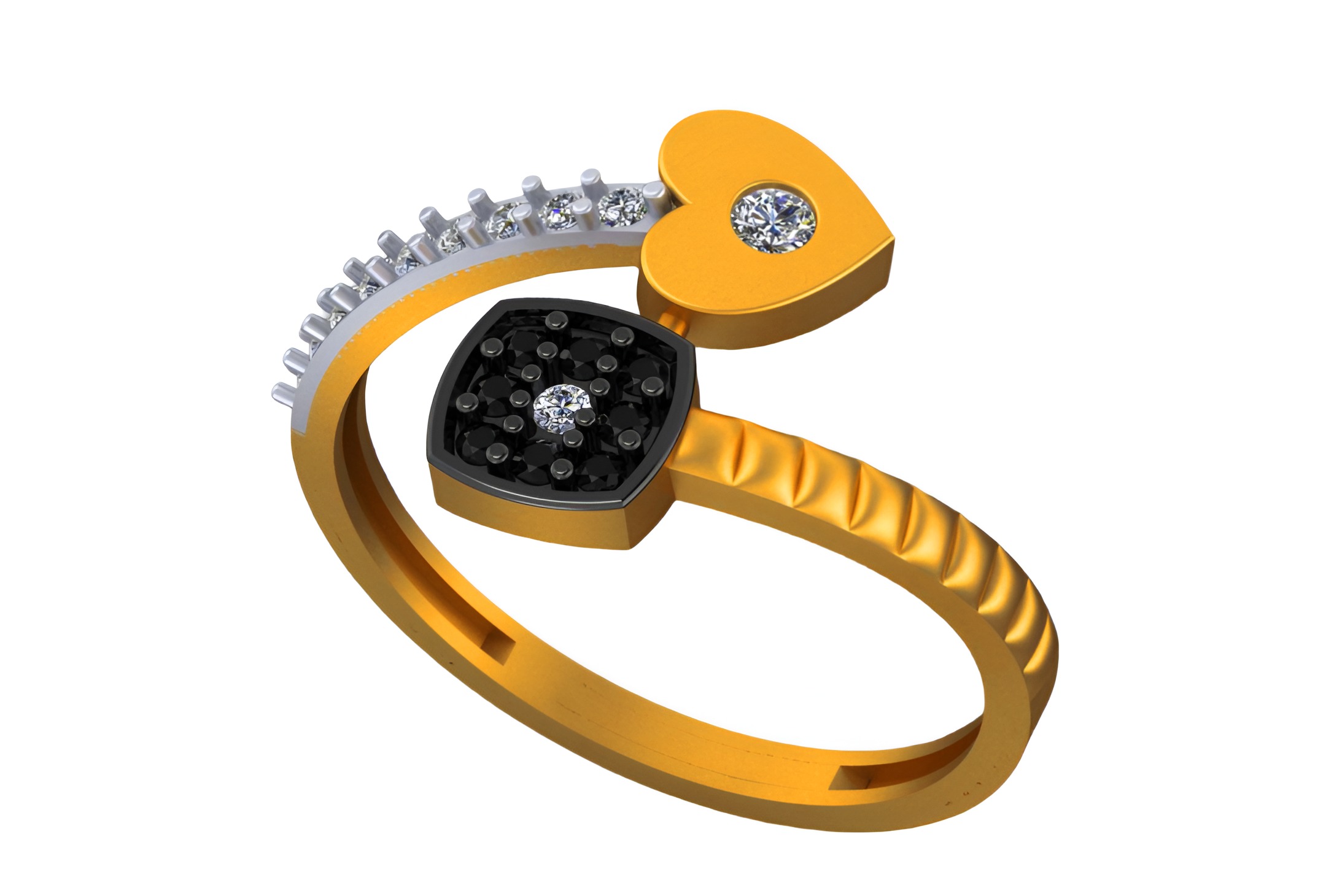 Heart Twsited Arrow Light weight italian ring 3dm stl renders  3D print model_4