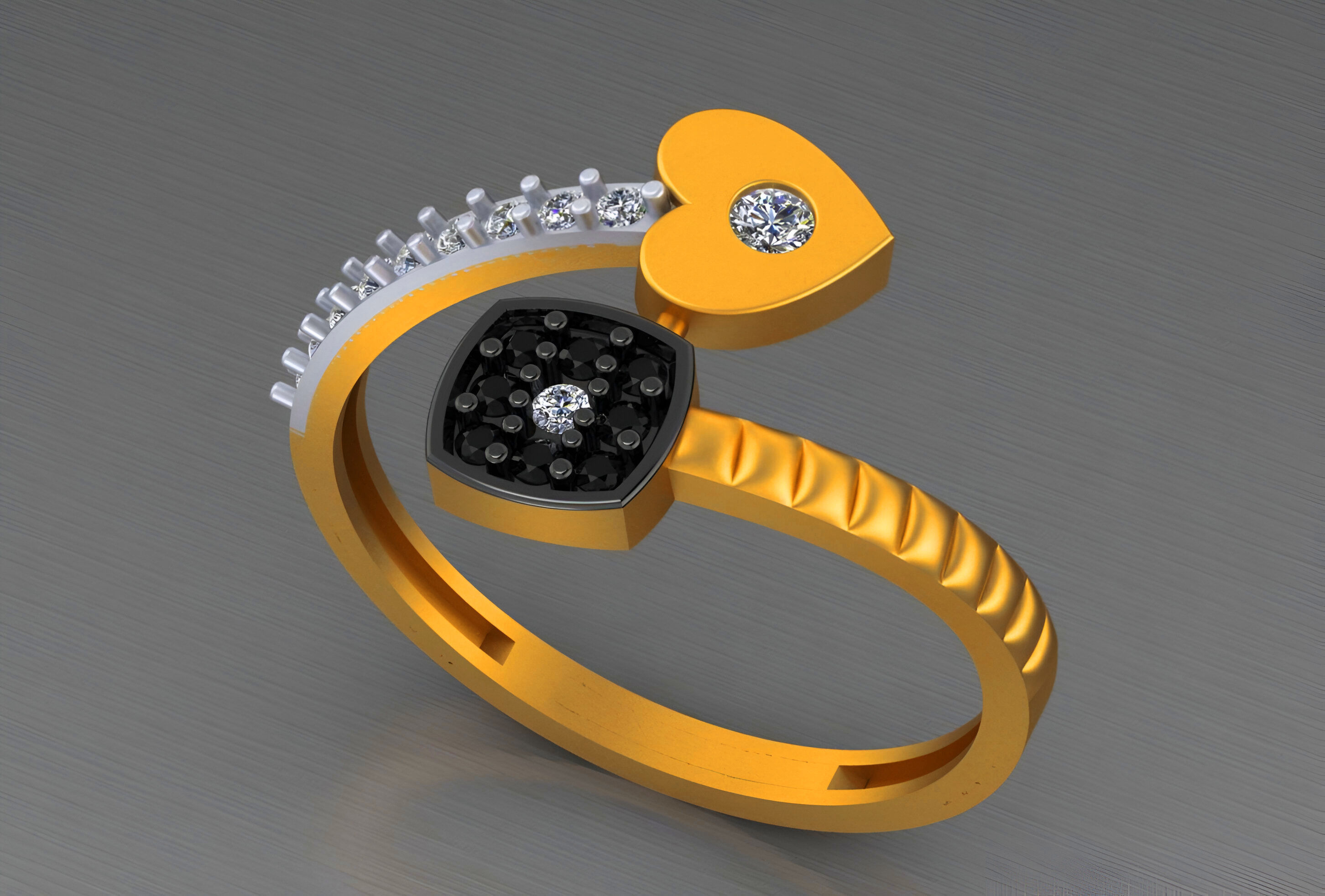 Heart Twsited Arrow Light weight italian ring 3dm stl renders  3D print model_2