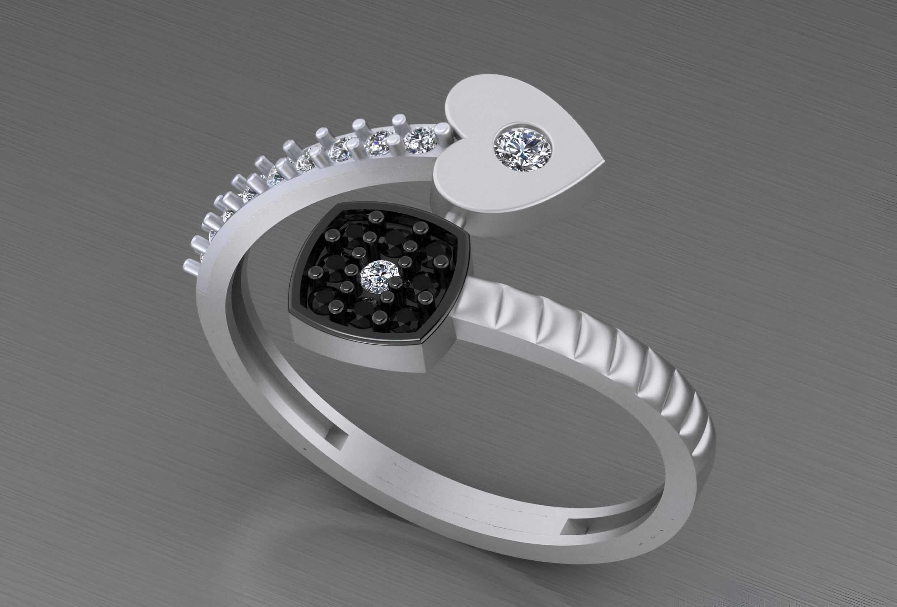 Heart Twsited Arrow Light weight italian ring 3dm stl renders  3D print model_3