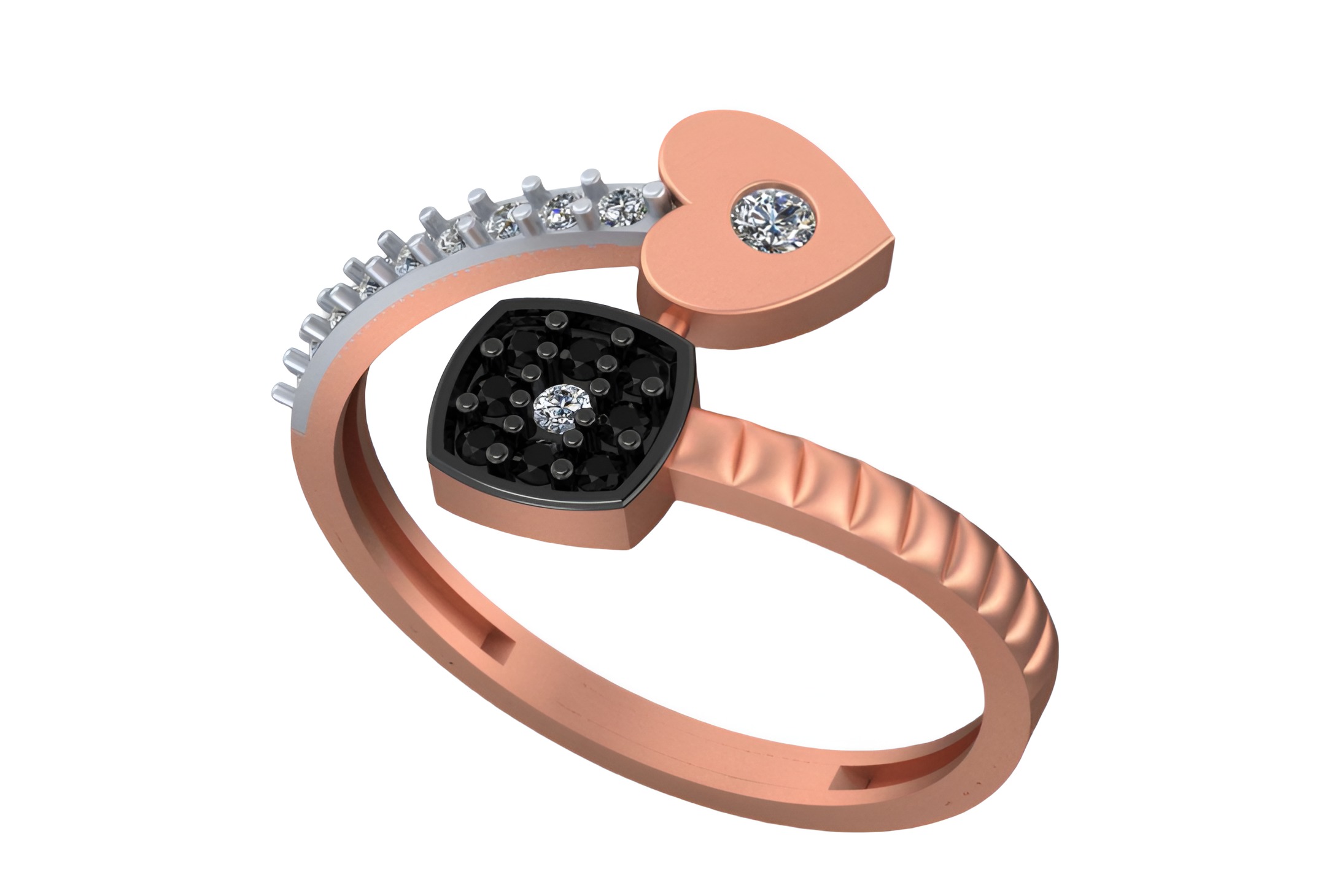 Heart Twsited Arrow Light weight italian ring 3dm stl renders  3D print model_1