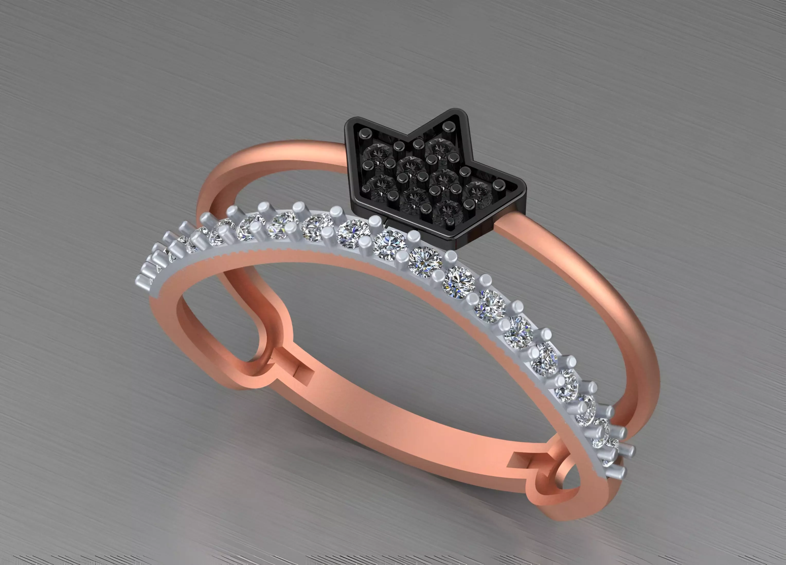 Crown Light weight italian diamond ring 3dm stl renders details 3D print model_0