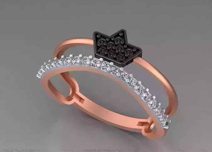 Crown Light weight italian diamond ring 3dm stl renders details 3D print model