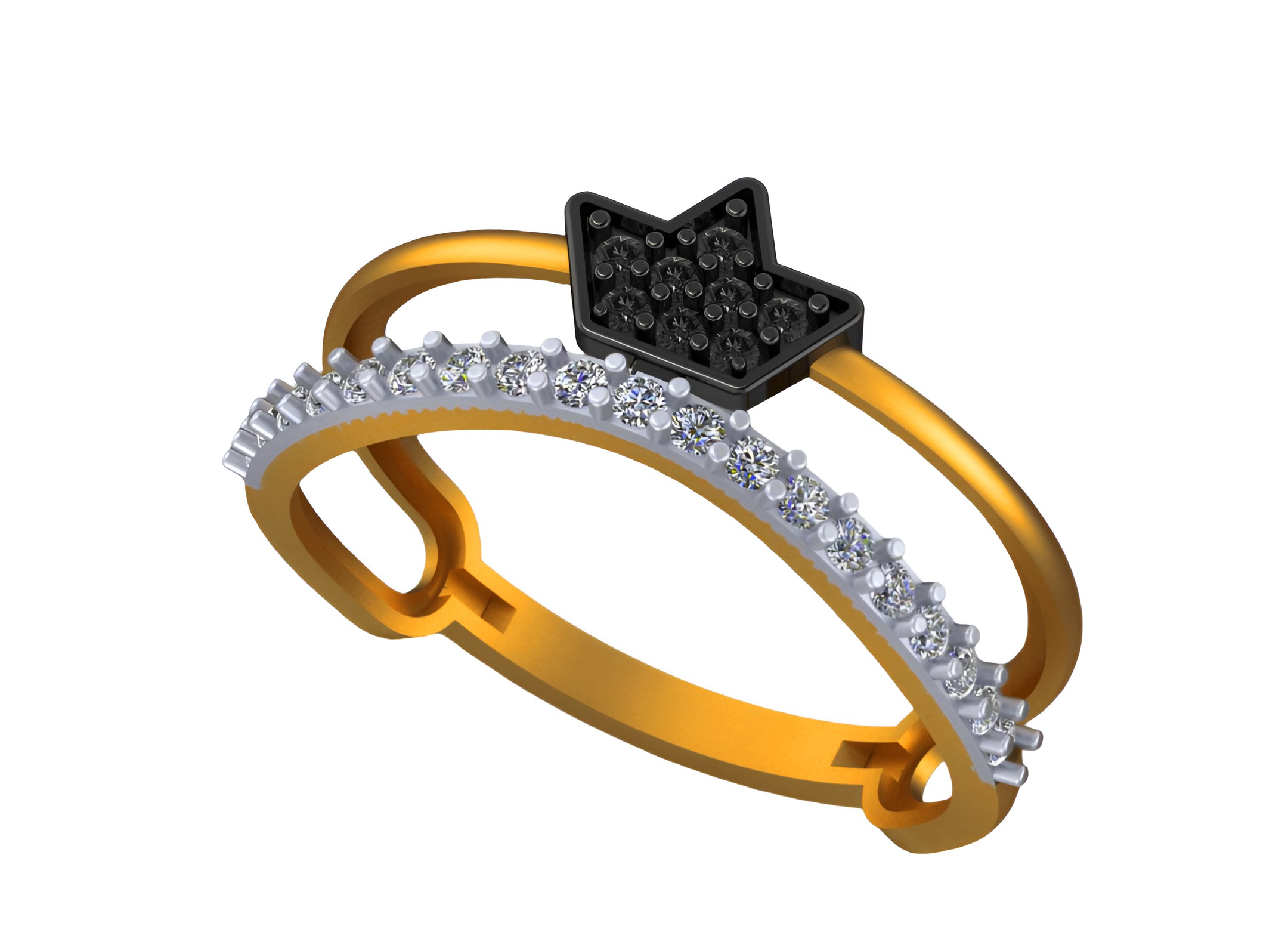 Crown Light weight italian diamond ring 3dm stl renders details 3D print model_7