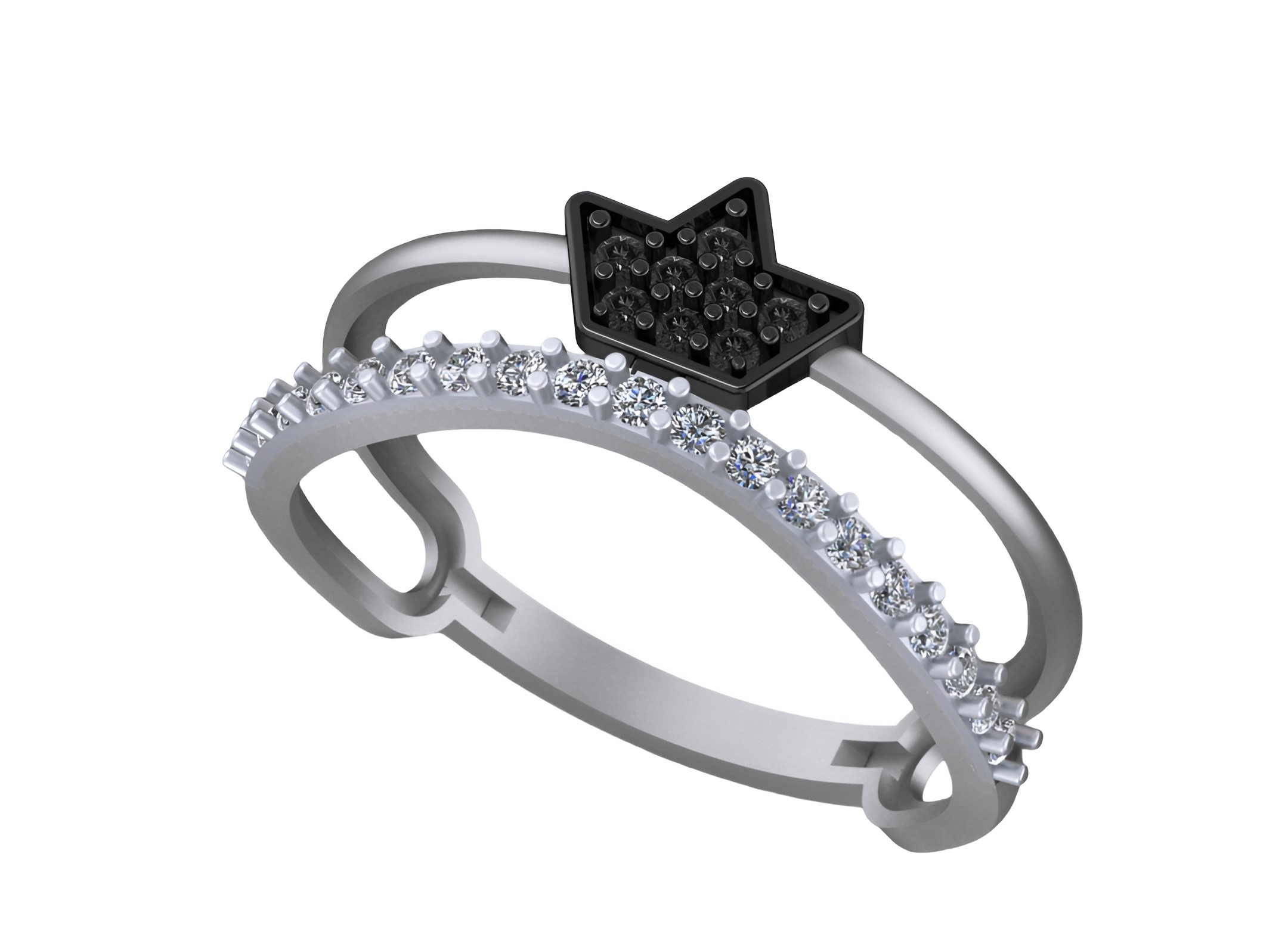 Crown Light weight italian diamond ring 3dm stl renders details 3D print model_5