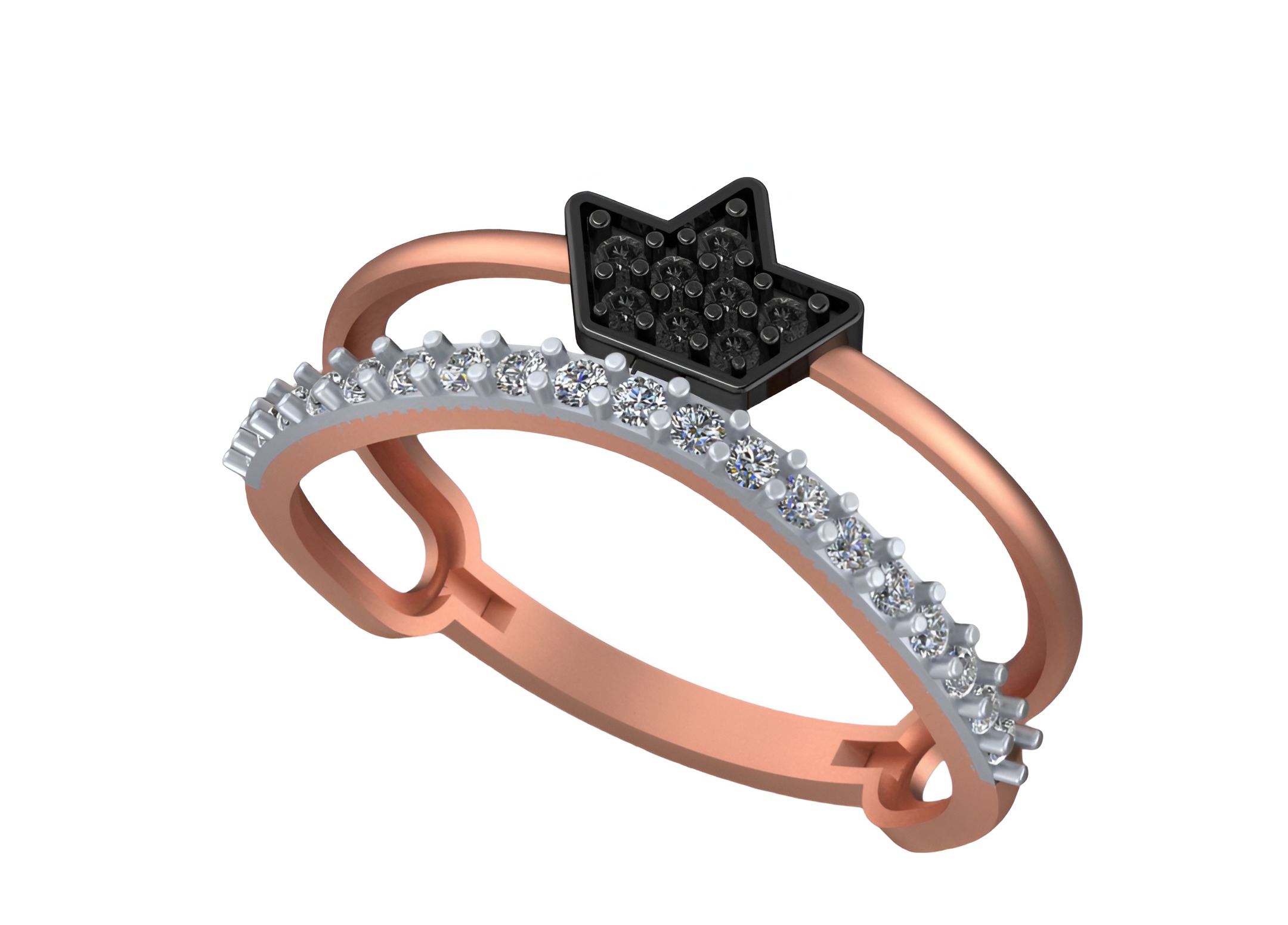 Crown Light weight italian diamond ring 3dm stl renders details 3D print model_3