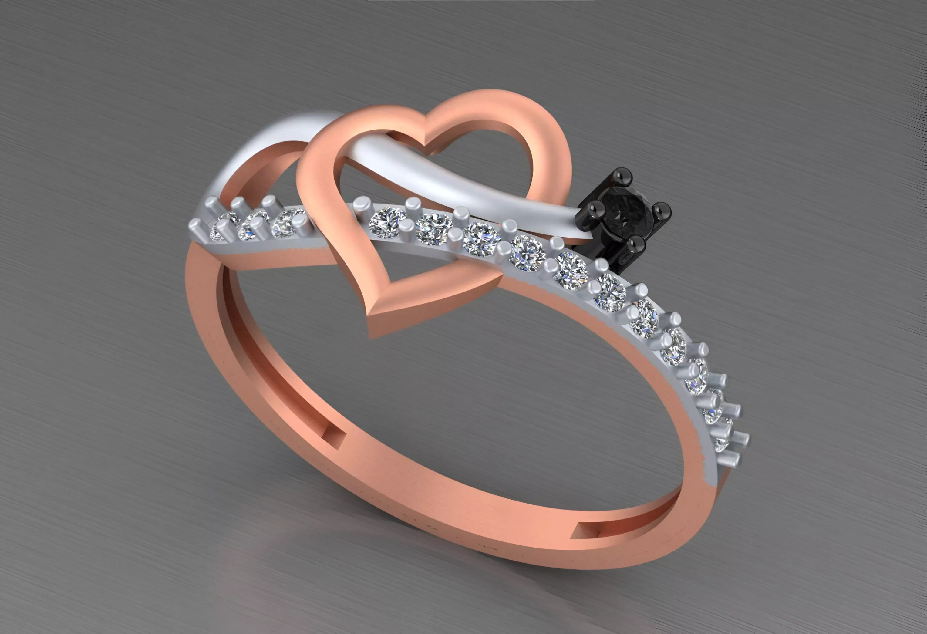 Heart Light weight italian diamond ring 3dm stl renders details 3D print model