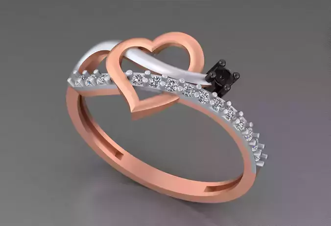 Heart Light weight italian diamond ring 3dm stl renders details 3D print model