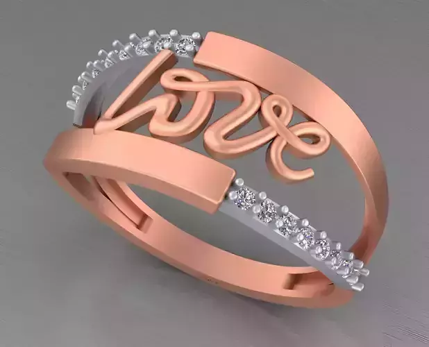 Love Light weight italian diamond ring 3dm stl renders details