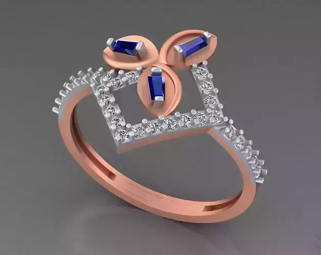 Light weight italian diamond ring 3dm stl renders details
